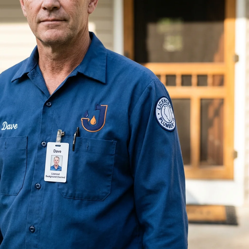 Licensed plumber showing ID badge in Norris, TN